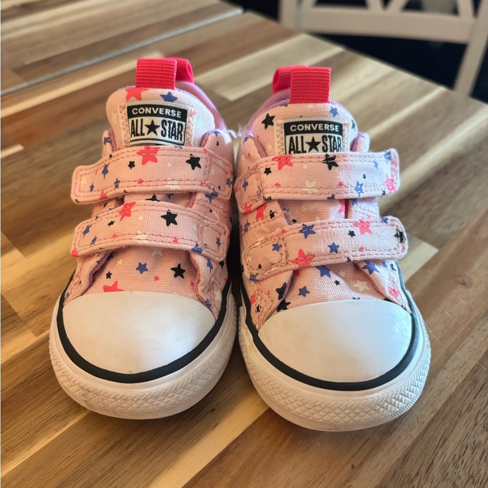 Converse Kids' Pink and Black Star Sneakers-Toddler size 7